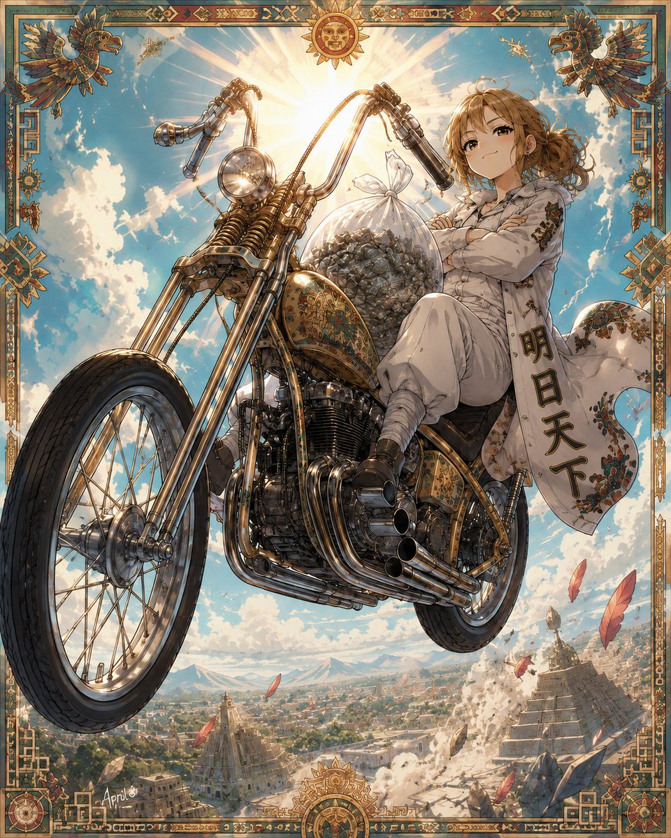 Comic / Storyboard - Skyborne Anime Biker in Ancient City — output 1