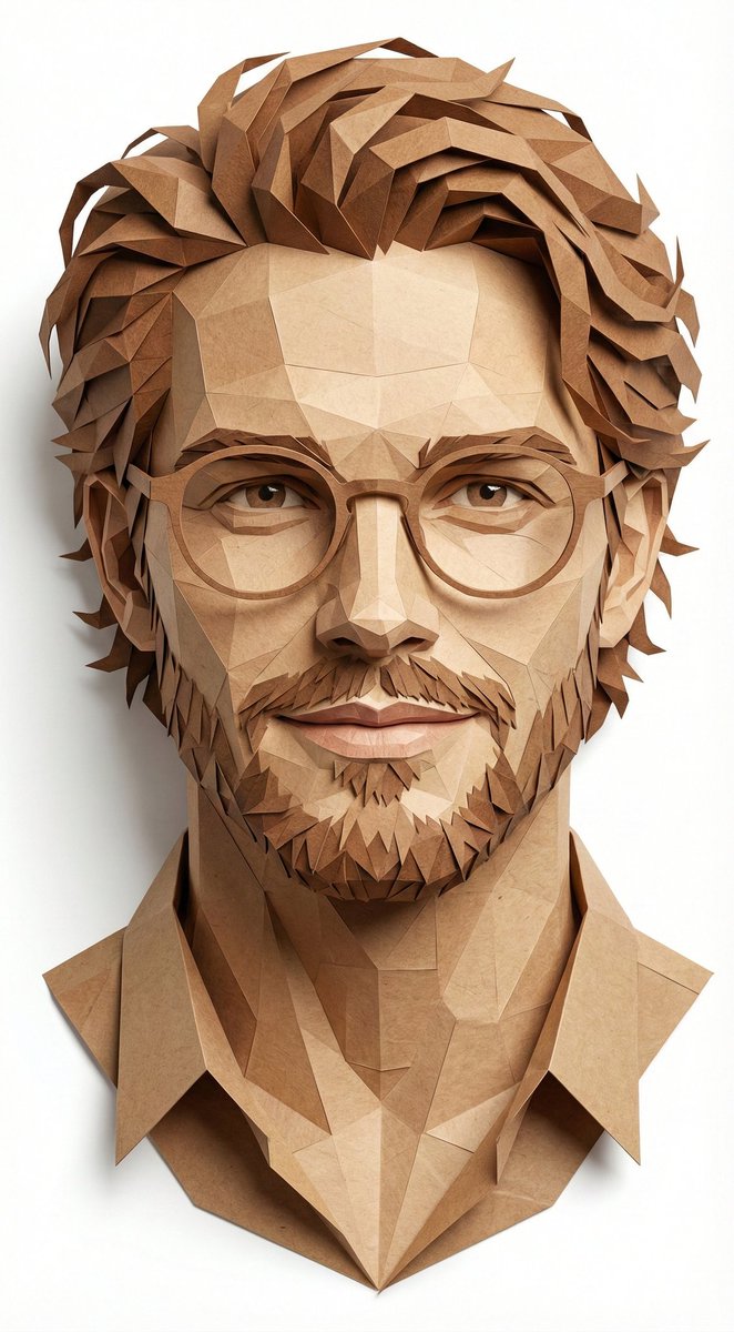 Social Media Post - Digital Papercraft Portrait of a Young Man — output 1