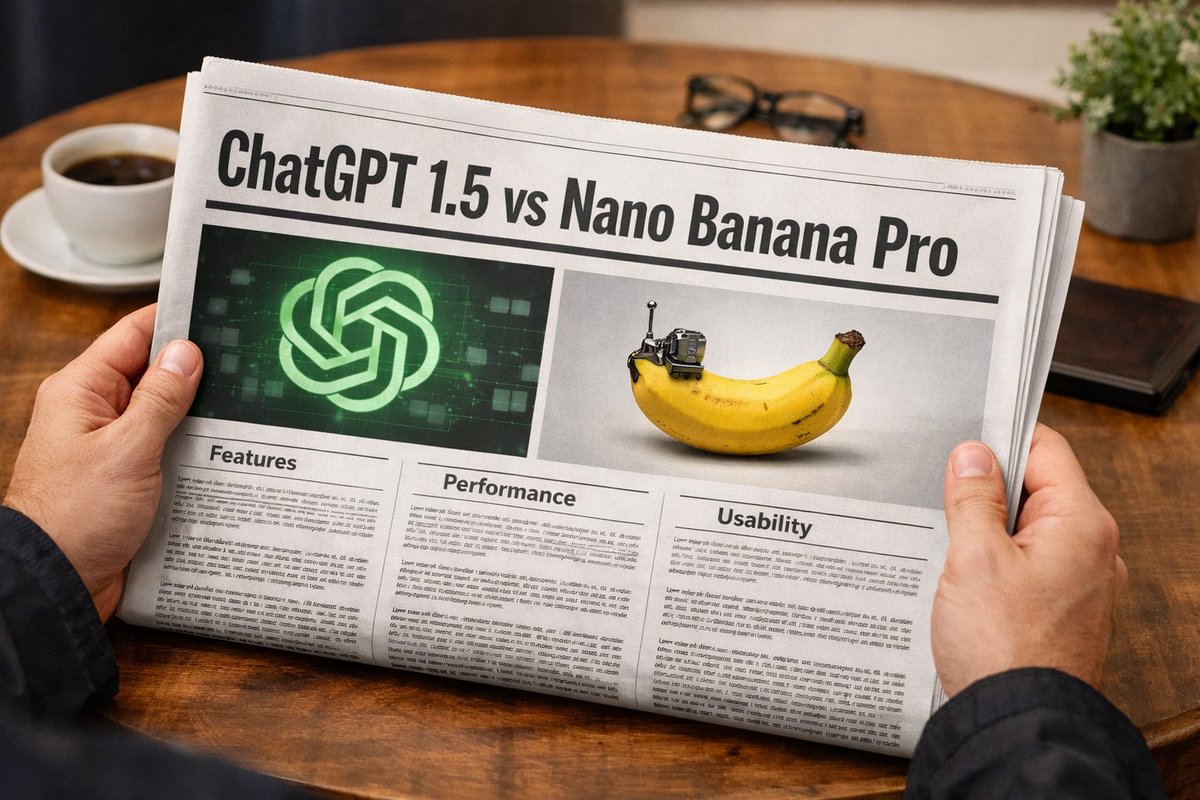 Person Holding a Newspaper with Specific Headline — output 1
