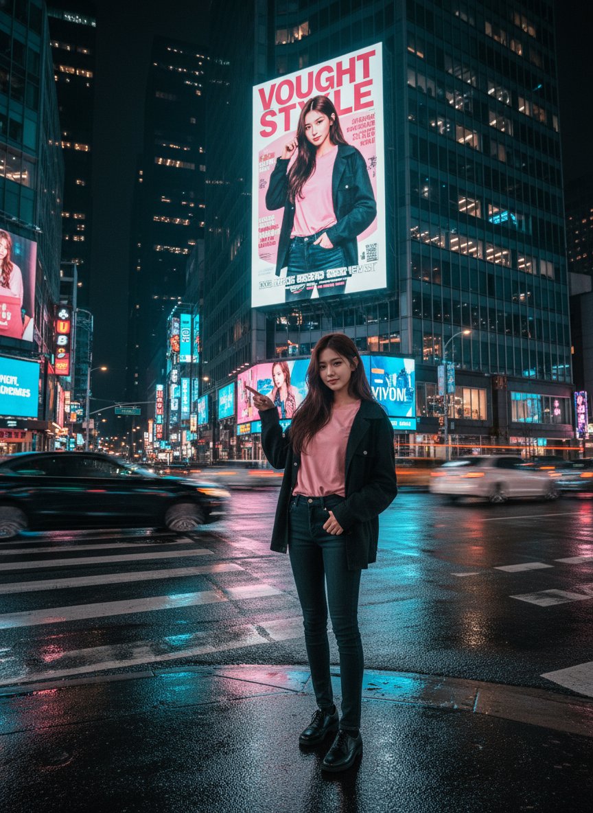 Product Marketing - Cinematic Urban Night Billboard Portrait — output 1