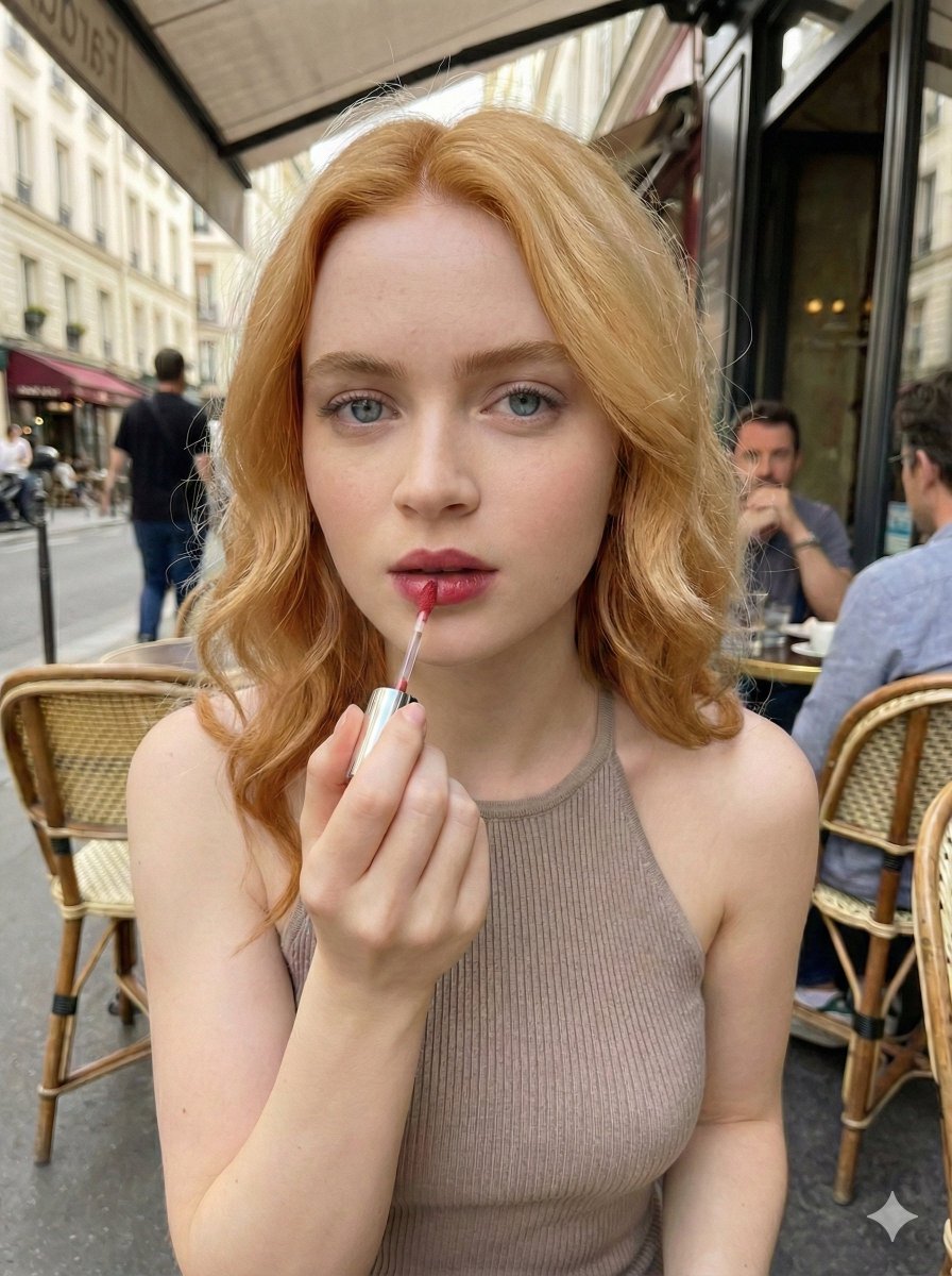 Candid Cafe Beauty Portrait (Duplicate) — output 1
