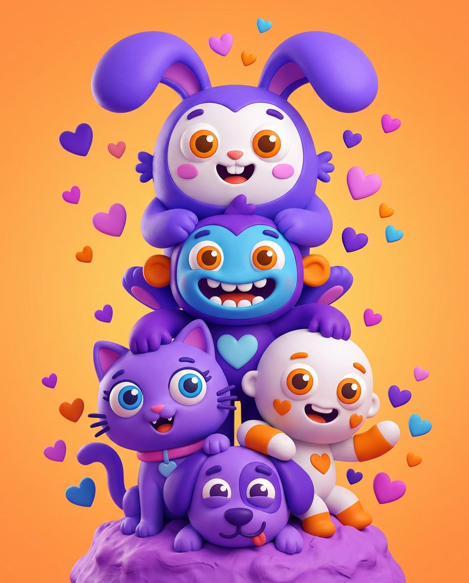 Comic / Storyboard - Vibrant 3D Cartoon Characters Stack — output 1