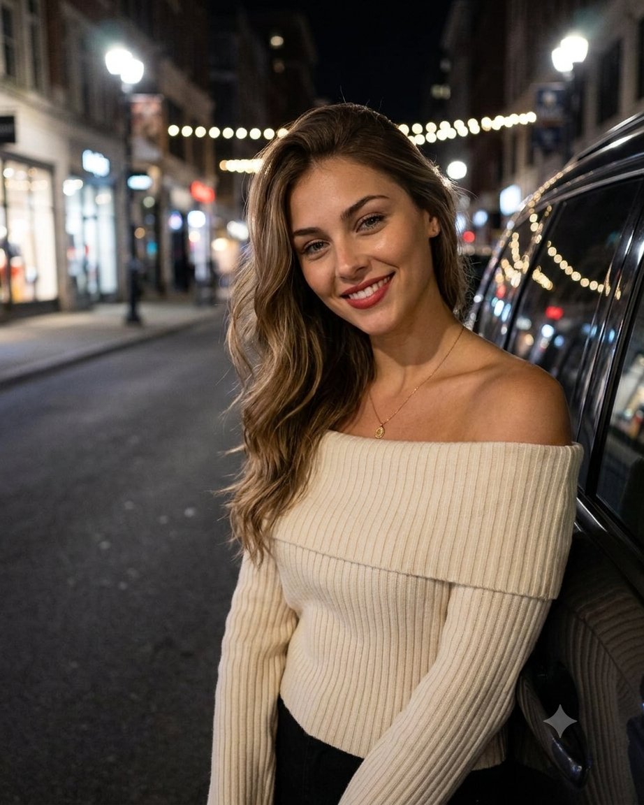 Profile / Avatar - Young Woman Night Street Portrait — output 1