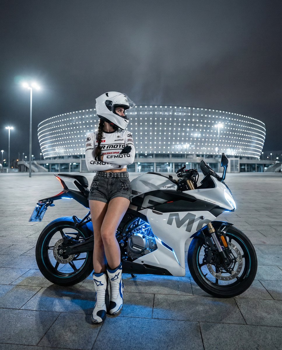 Nighttime Sportbike Rider Portrait — output 1