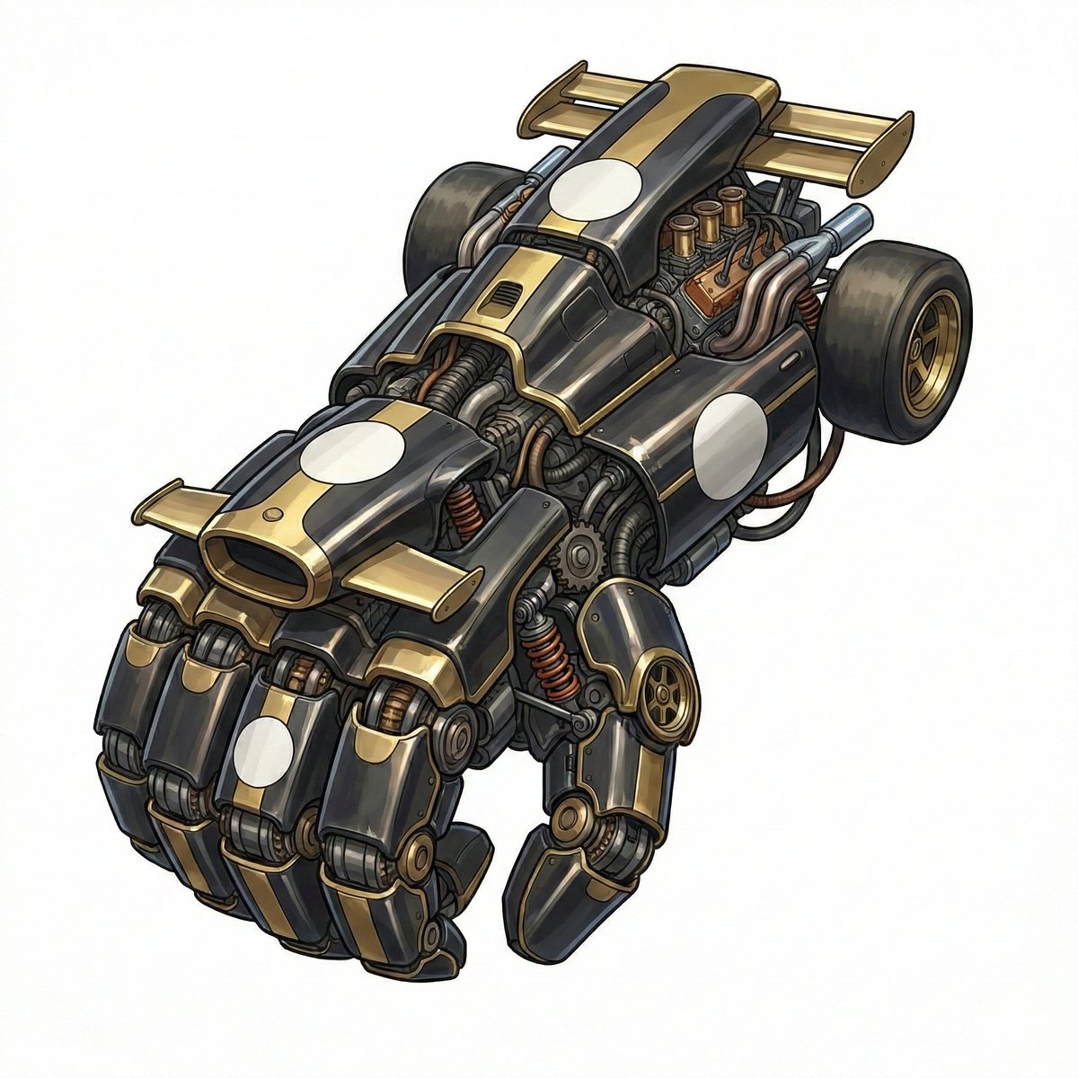 Game Asset - Racing Car Gauntlet Reconstruction Prompt — output 1