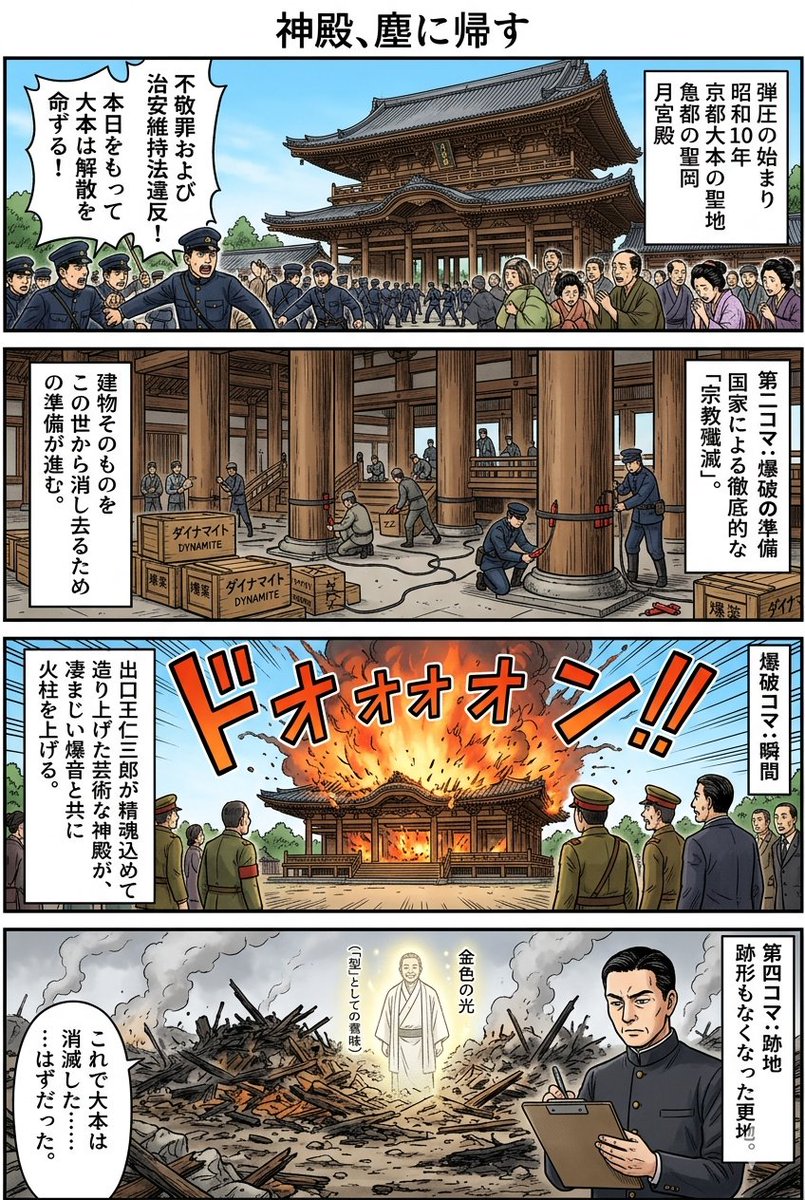 Comic / Storyboard - Historical Temple Demolition Scene — output 1