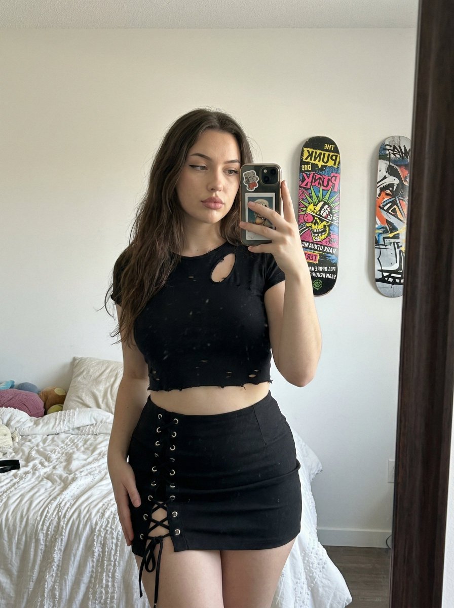 Profile / Avatar - Realistic Curvy Woman Mirror Selfie — output 1