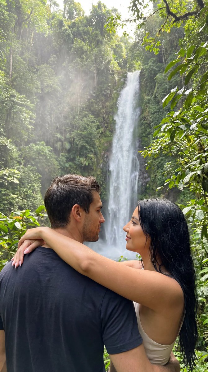 Social Media Post - Ultra-Photoreal Tropical Waterfall Embrace — output 1