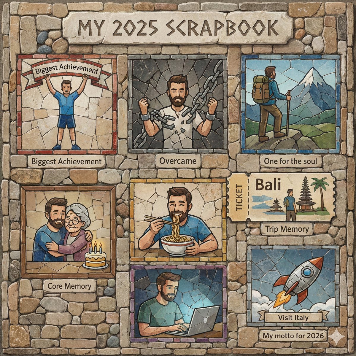 Infographic / Edu Visual - 2025 Scrapbook Mosaic Stone Aesthetic — output 1