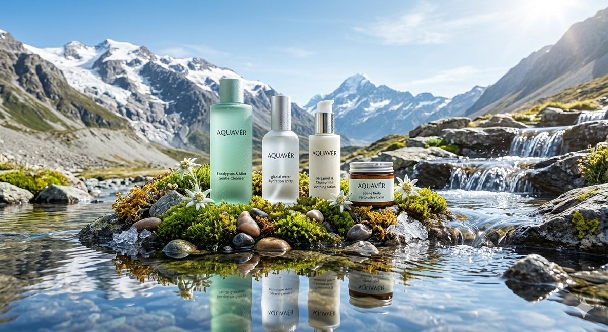 E-commerce Main Image - Ultra-Luxurious Skincare Product Photography in Alpine Setting — output 1