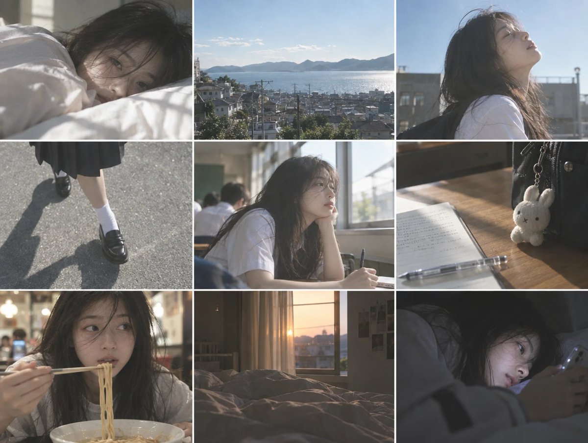Comic / Storyboard - Cinematic Schoolgirl Diary Collage — output 1