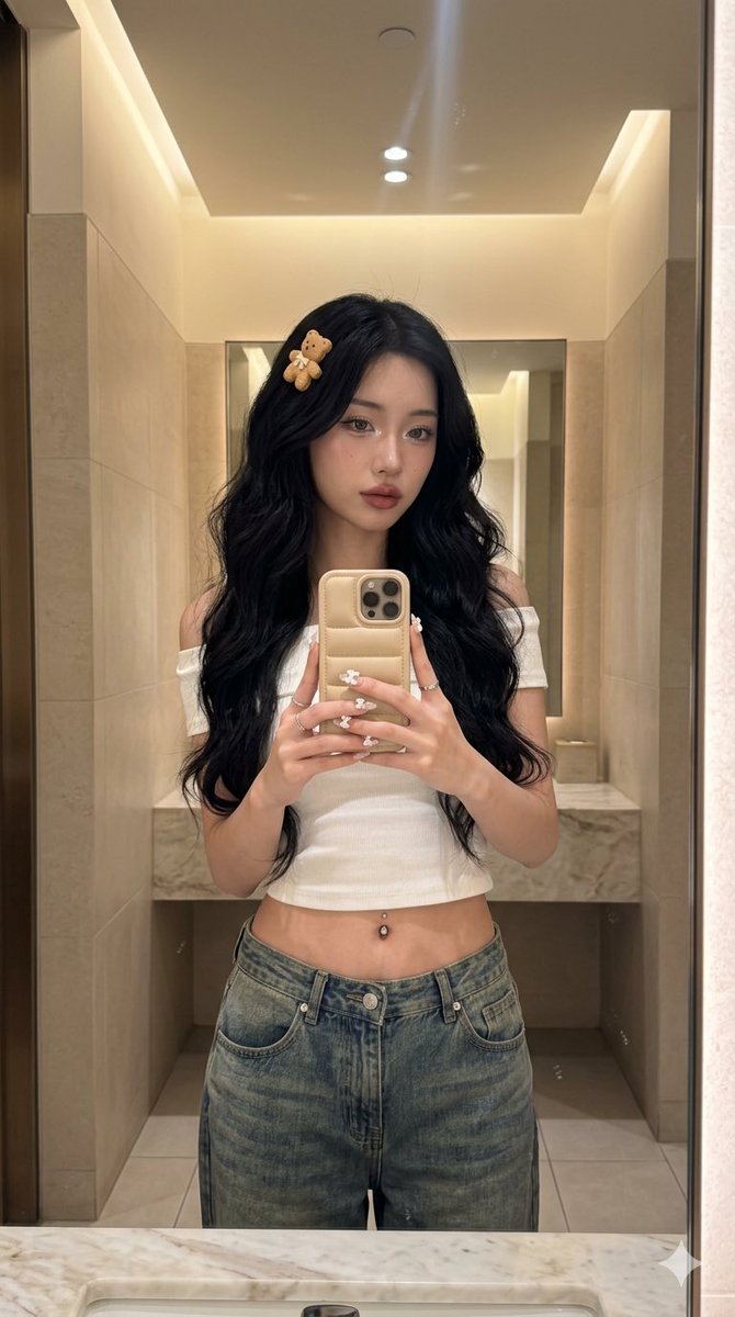Profile / Avatar - Aesthetic Cafe Mirror Selfie Portrait — output 1