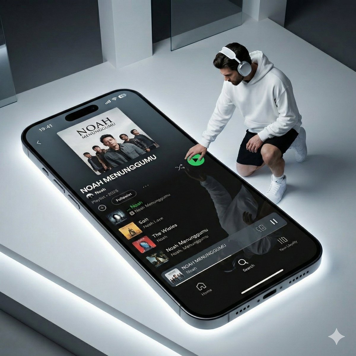 Futuristic Fashion Shot on Giant Smartphone Screen — output 1
