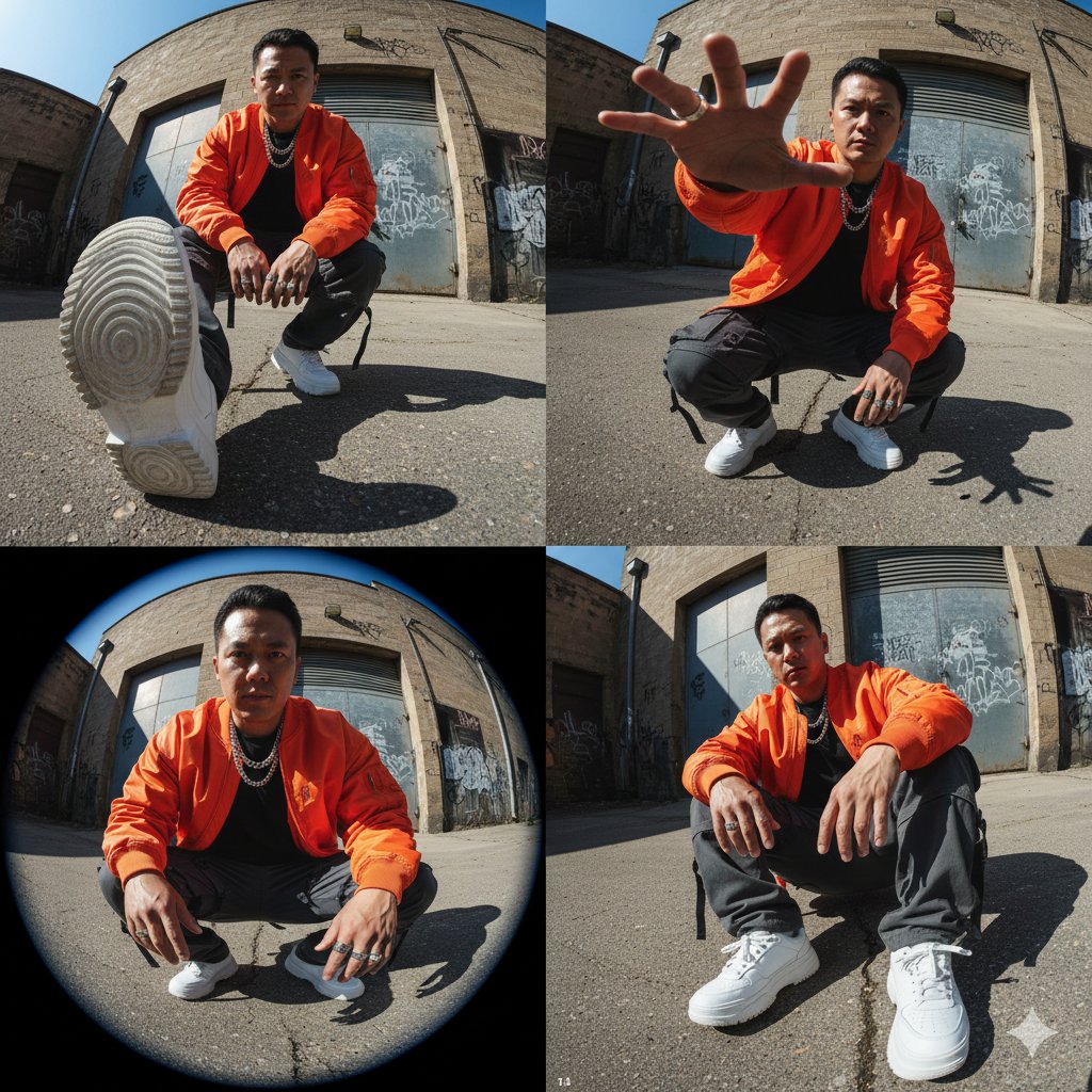 High-Fashion Streetwear Editorial (Multi-Panel, Identity Lock) — output 1