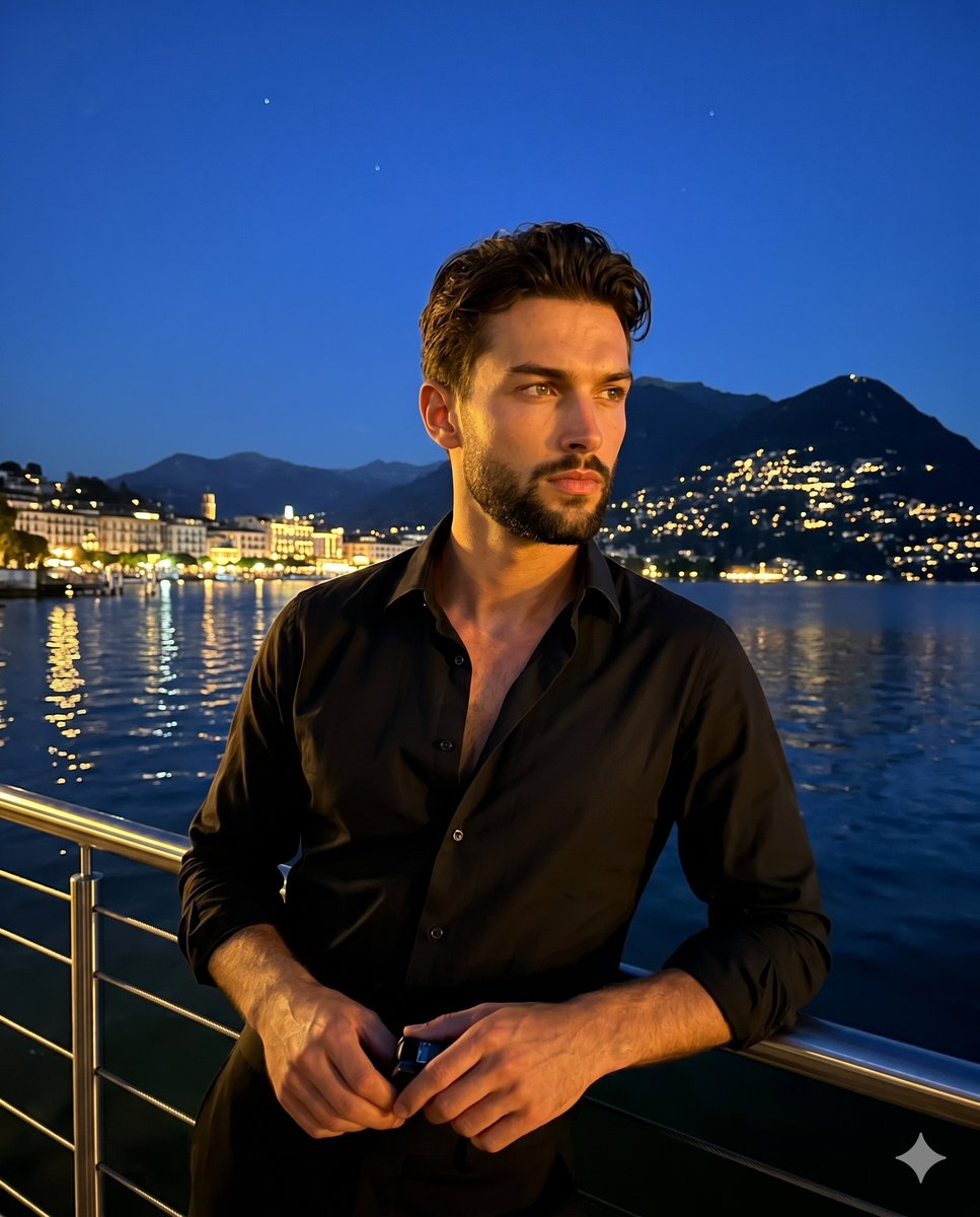 Profile / Avatar - Cinematic Lakeside Night Portrait — output 1