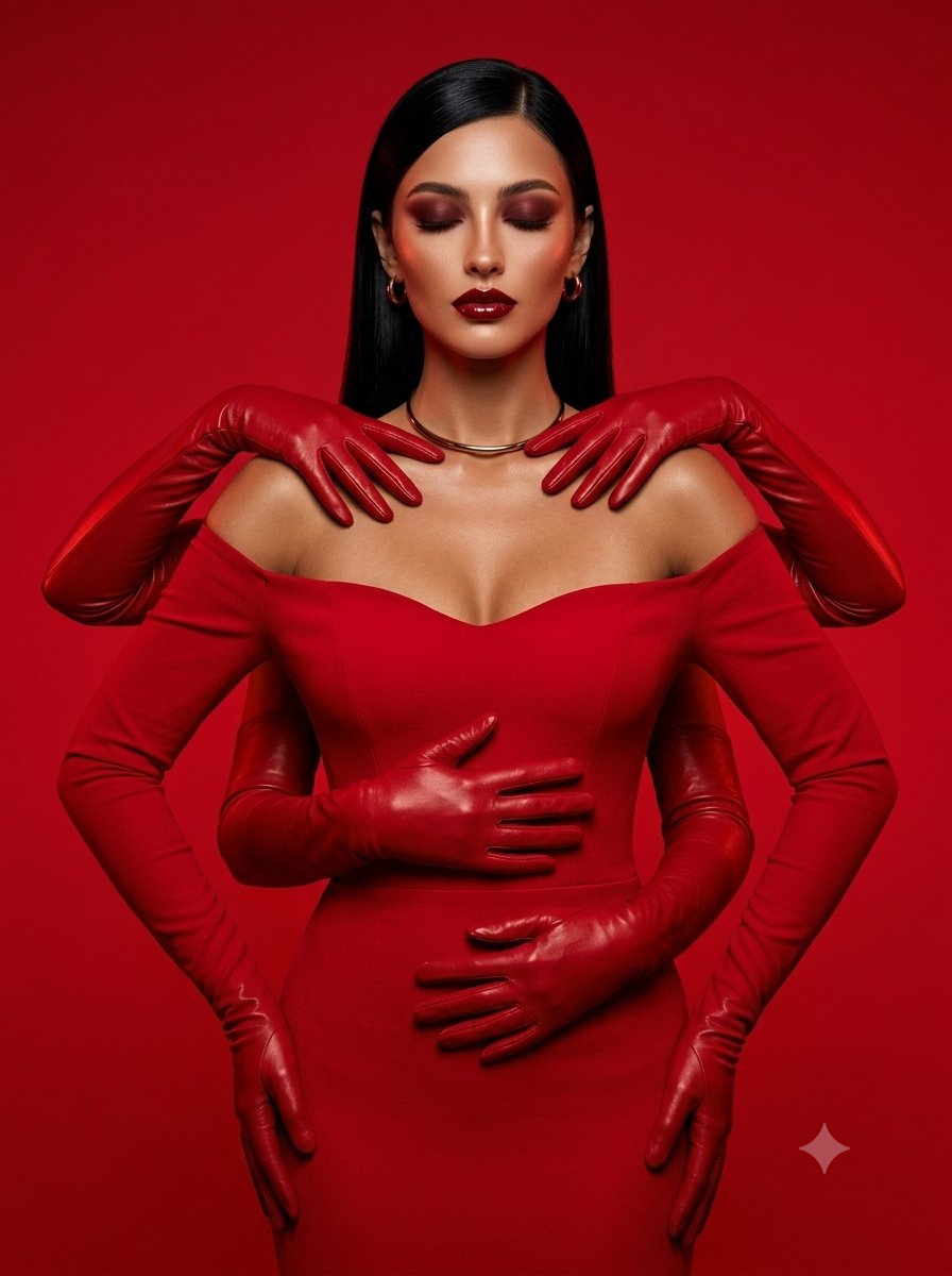 Social Media Post - Red Gown Multi-Arm Illusion — output 1
