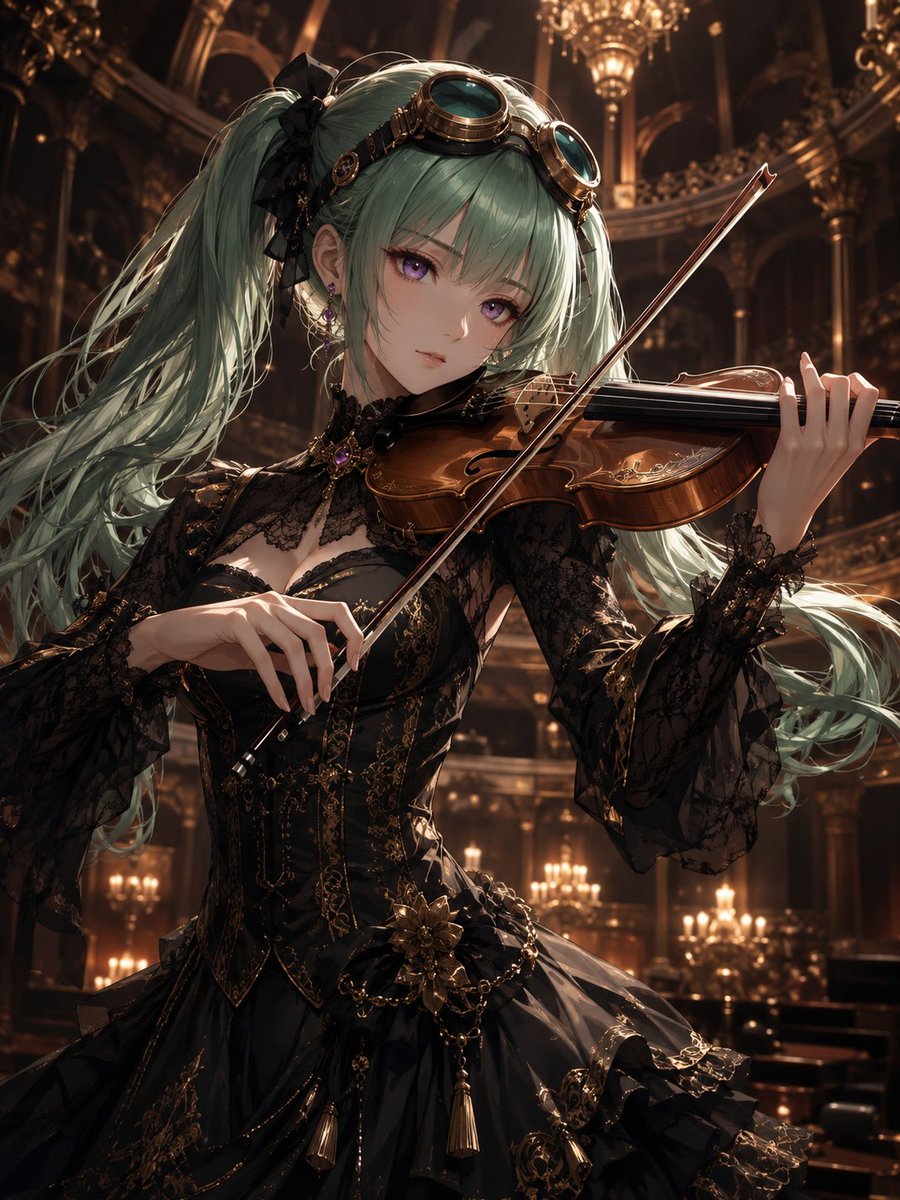 Social Media Post - Steampunk Anime Violinist — output 1