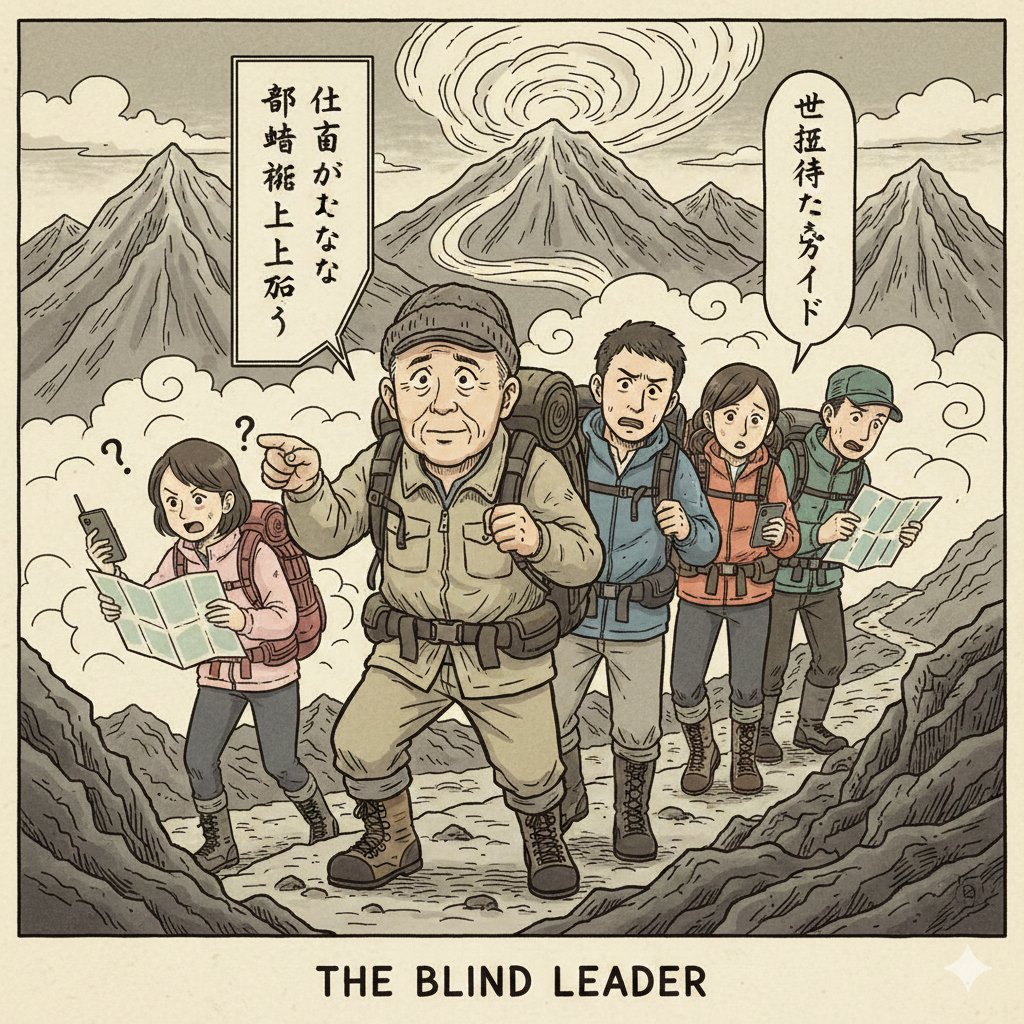Illustrating a Showa-Era Boss as a Mountain Guide — output 1