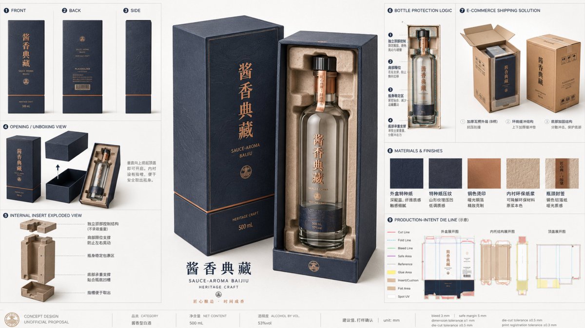 Infographic / Edu Visual - Premium Spirits Packaging Design Proposal Board — output 1