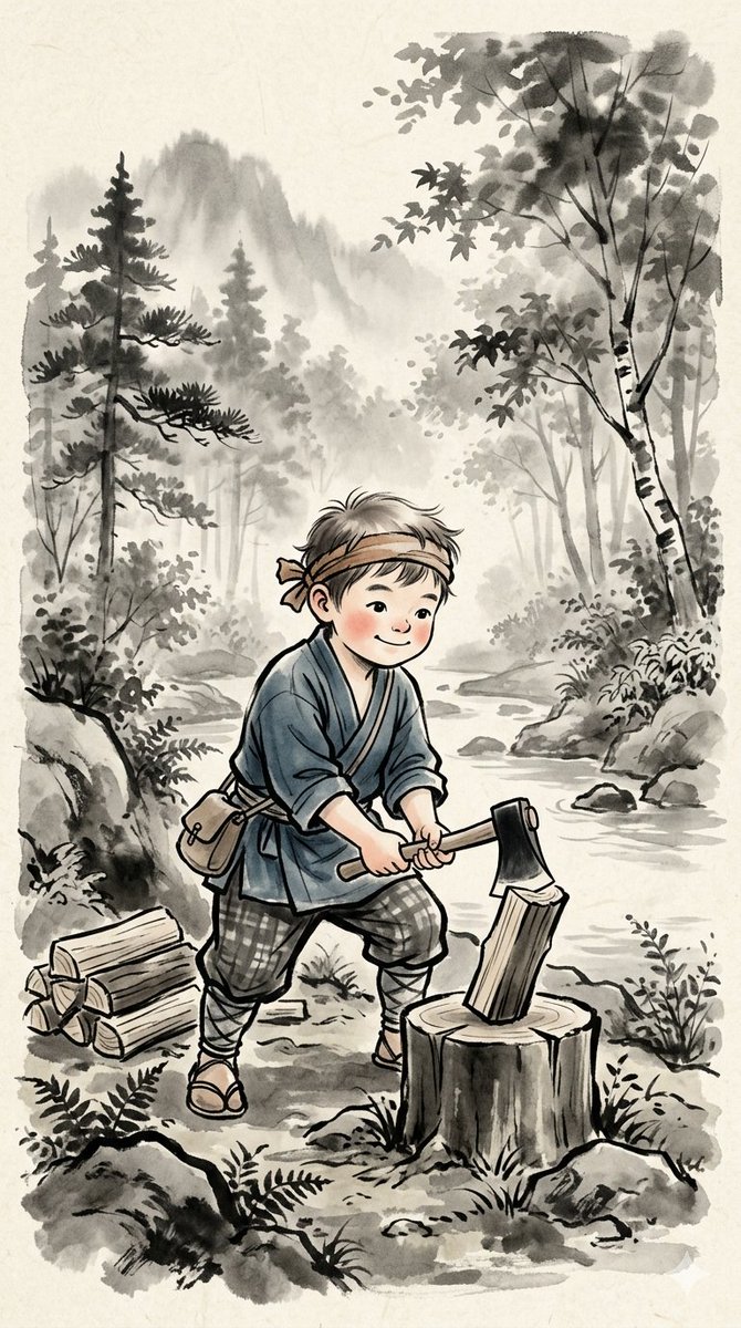 Comic / Storyboard - Traditional Japanese Ink Children Illustration — output 1