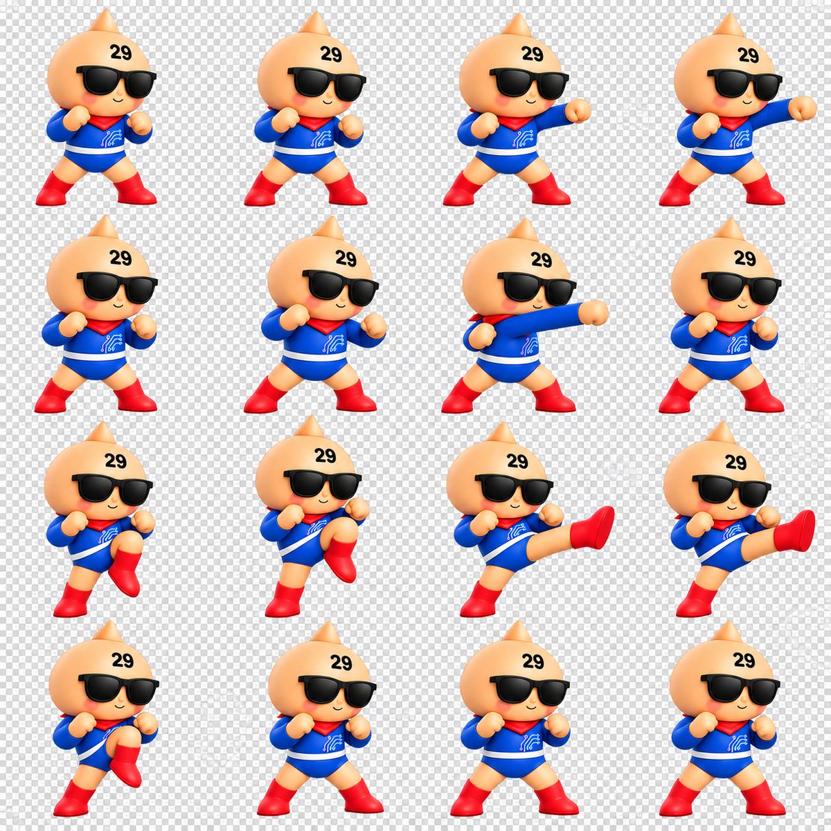 Game Asset - Chibi Mascot Fighting Sprite Sheet — output 1