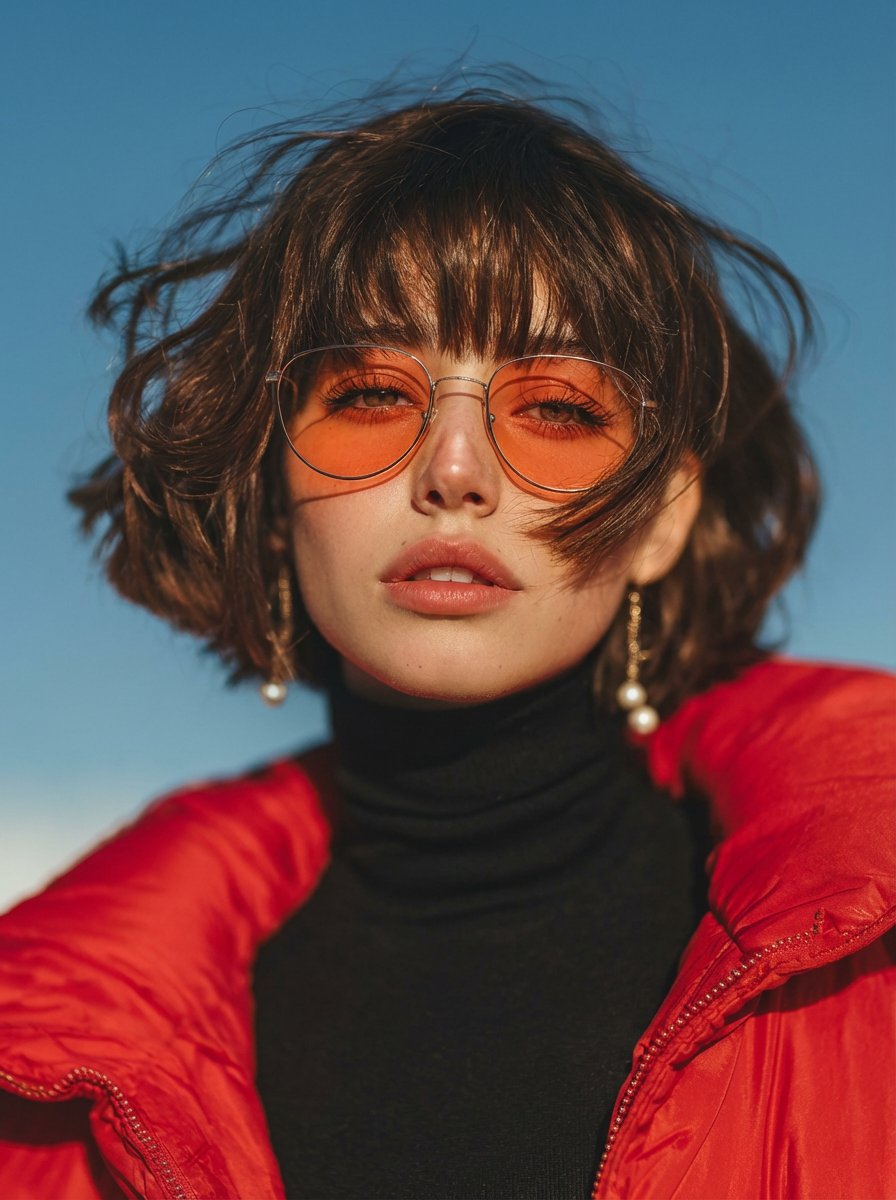 Vogue Style Red Puffer Jacket Portrait Prompt — output 1