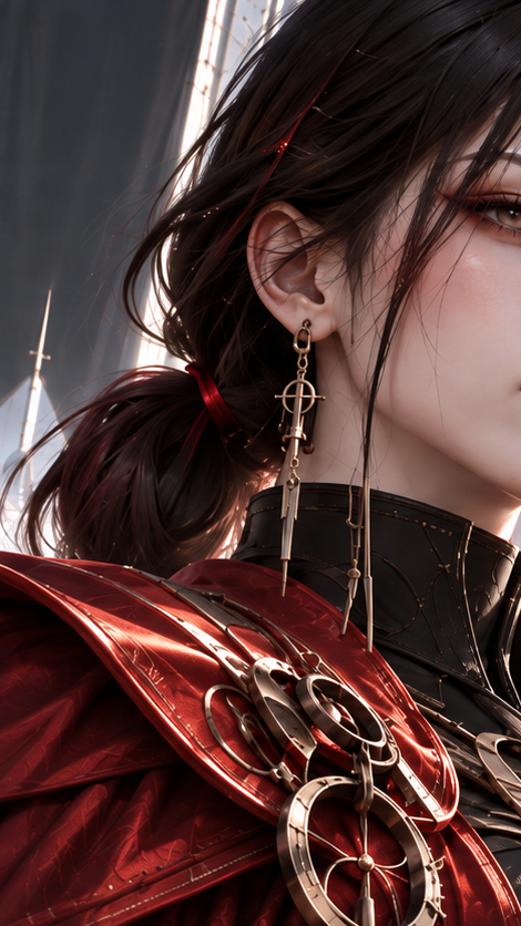 Profile / Avatar - Futuristic Crimson Judge Portrait — output 1