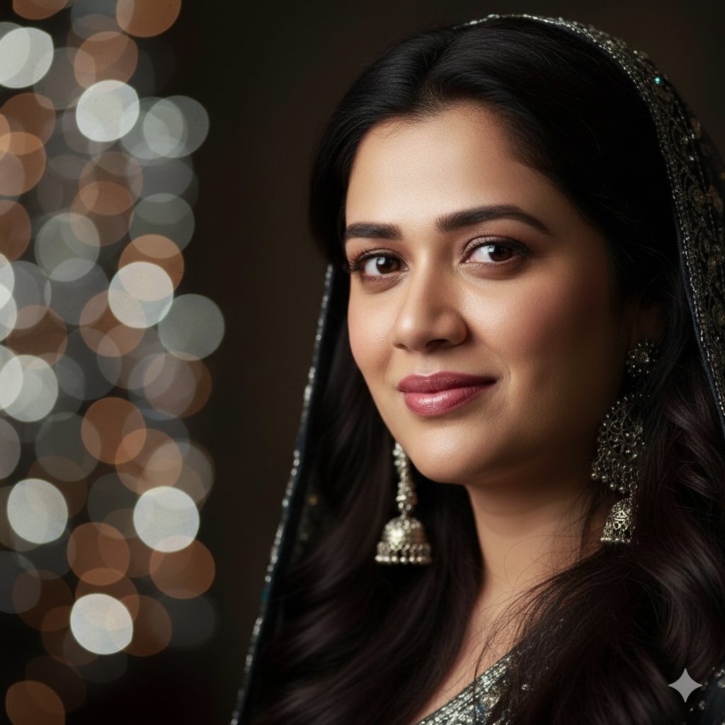 Dramatic Cinematic Portrait with Bokeh Background — output 1