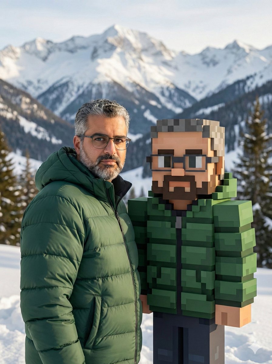 Social Media Post - Realistic Photo with Voxel Minecraft Doppelgänger — output 1