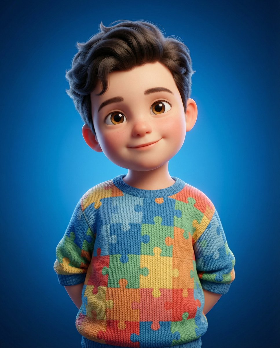 Game Asset - 3D Render of Childlike Character in Puzzle Sweater — output 1