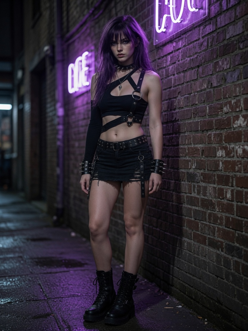 Profile / Avatar - Goth Punk Neon Alley Portrait — output 1