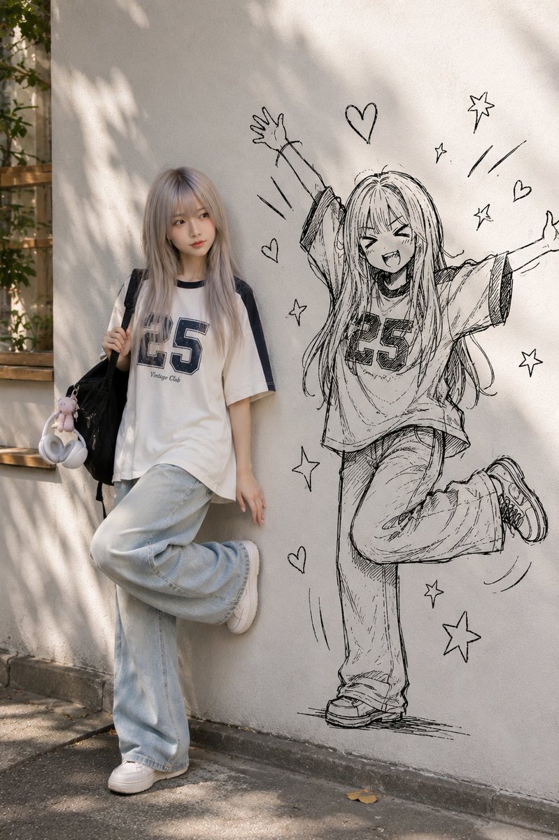 Social Media Post - Photorealistic Person with Ink-Twin Doodle — output 1