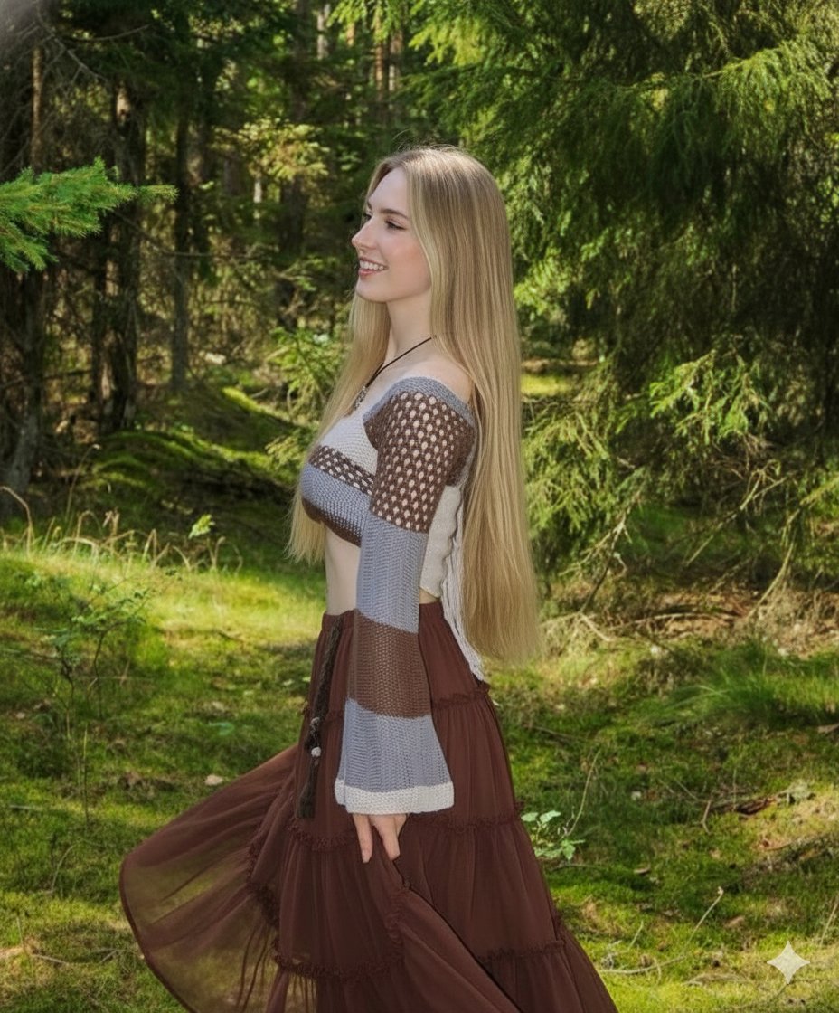 Boho Editorial Portrait in Pine Forest — output 1