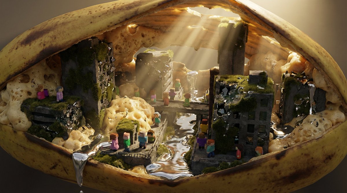 Nano-Scale Cityscape Inside a Banana Peel Prompt — output 1