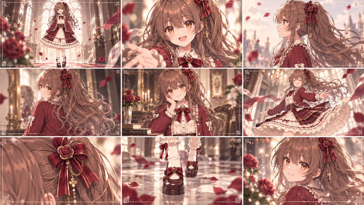 Comic / Storyboard - Cinematic Gothic Lolita 3x3 Anime Stills — output 1