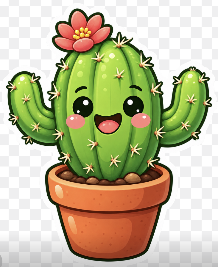 Game Asset - Cute Cactus Sticker — output 1