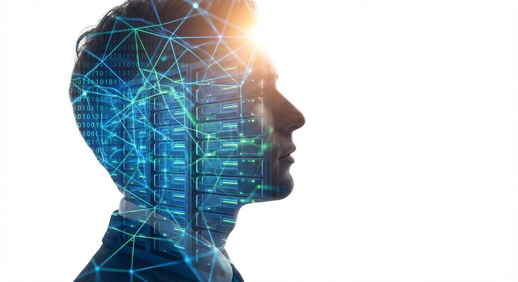 YouTube Thumbnail - Double Exposure Portrait of an AI Engineer — output 1