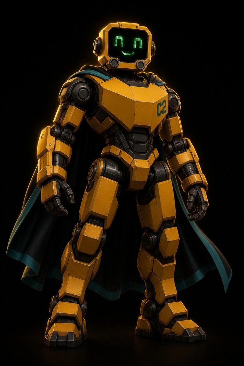 Profile / Avatar - Heroic Yellow Robot with Cape — output 1