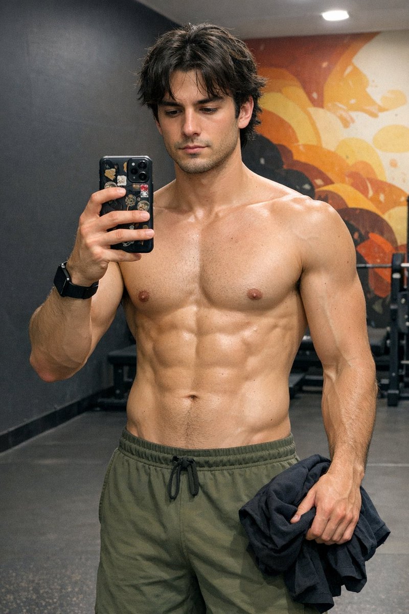 Highly Detailed JSON Prompt for Indoor Fitness Mirror Selfie — output 1