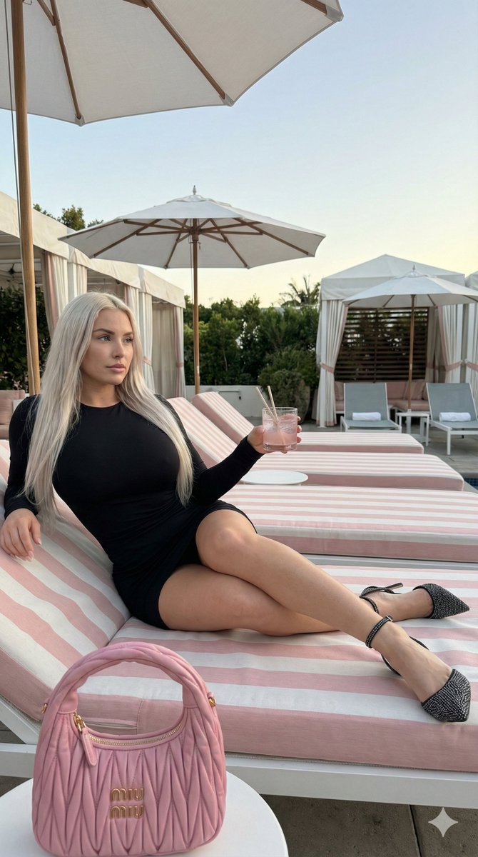 Product Marketing - Quiet Luxury Poolside Portrait (Detailed JSON Structure) — output 1