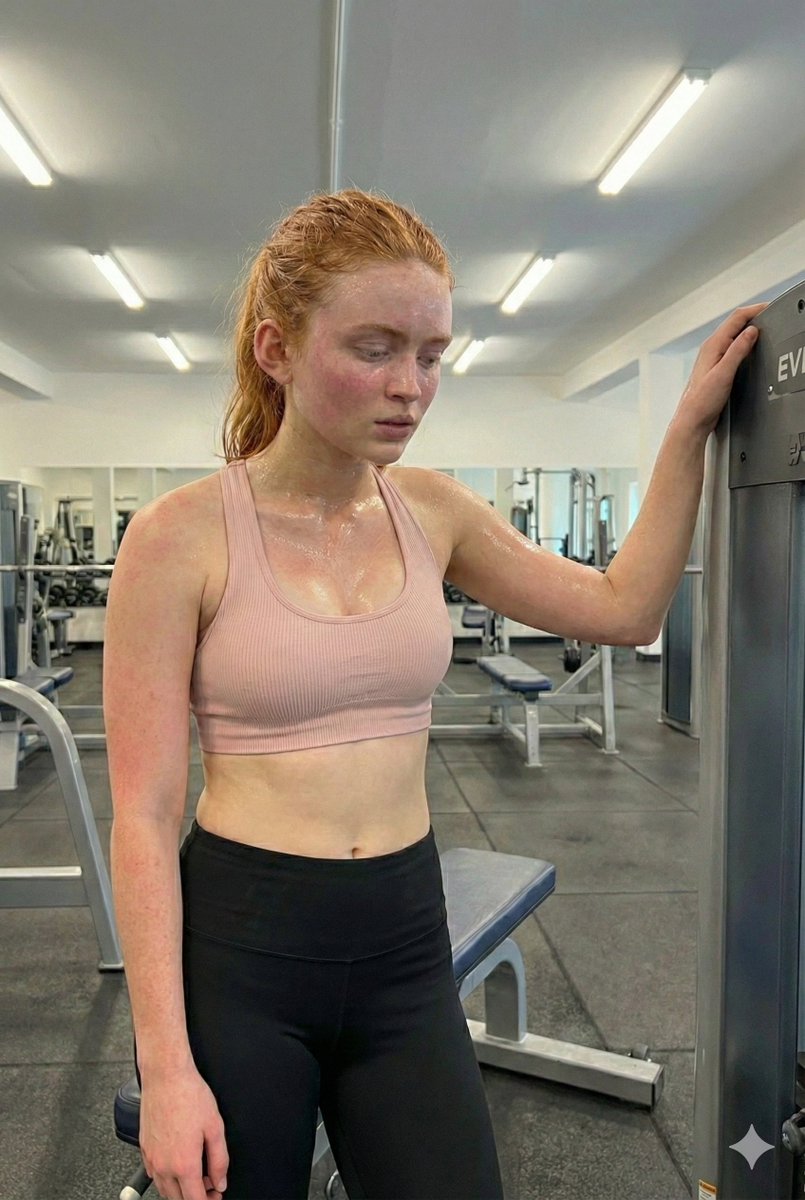 Profile / Avatar - Photorealistic Post-Workout Selfie of Sadie Sink — output 1