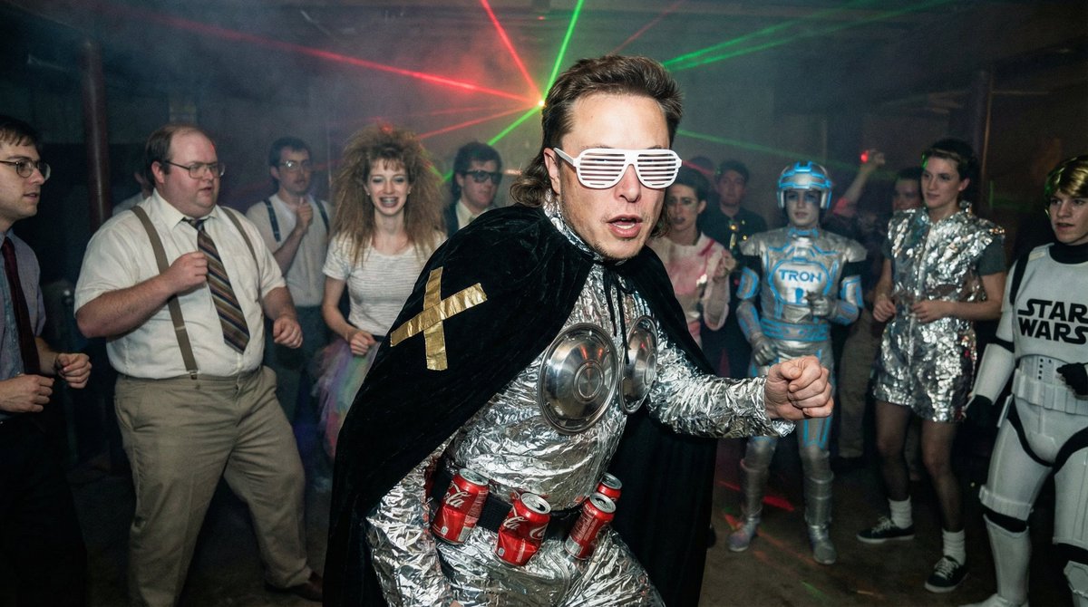 Social Media Post - 1980s underground nerd techno party flash photo prompt — output 1