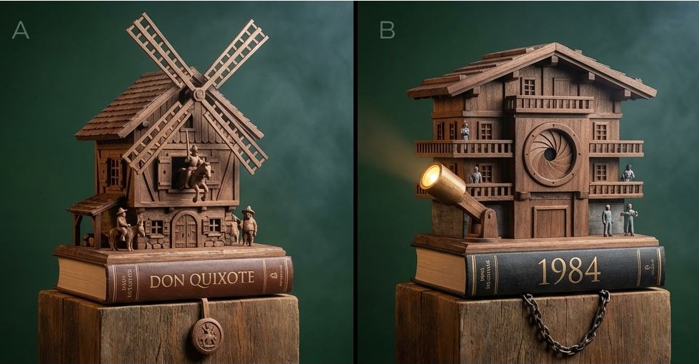 Comic / Storyboard - Cuckoo Clock Inspired Literary Mechanism Prompt — output 1
