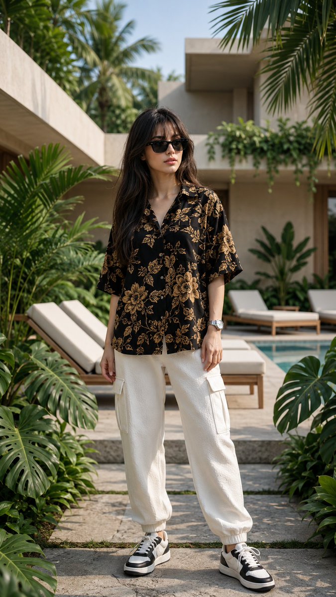 Social Media Post - Luxury Tropical Villa Fashion Portrait — output 1
