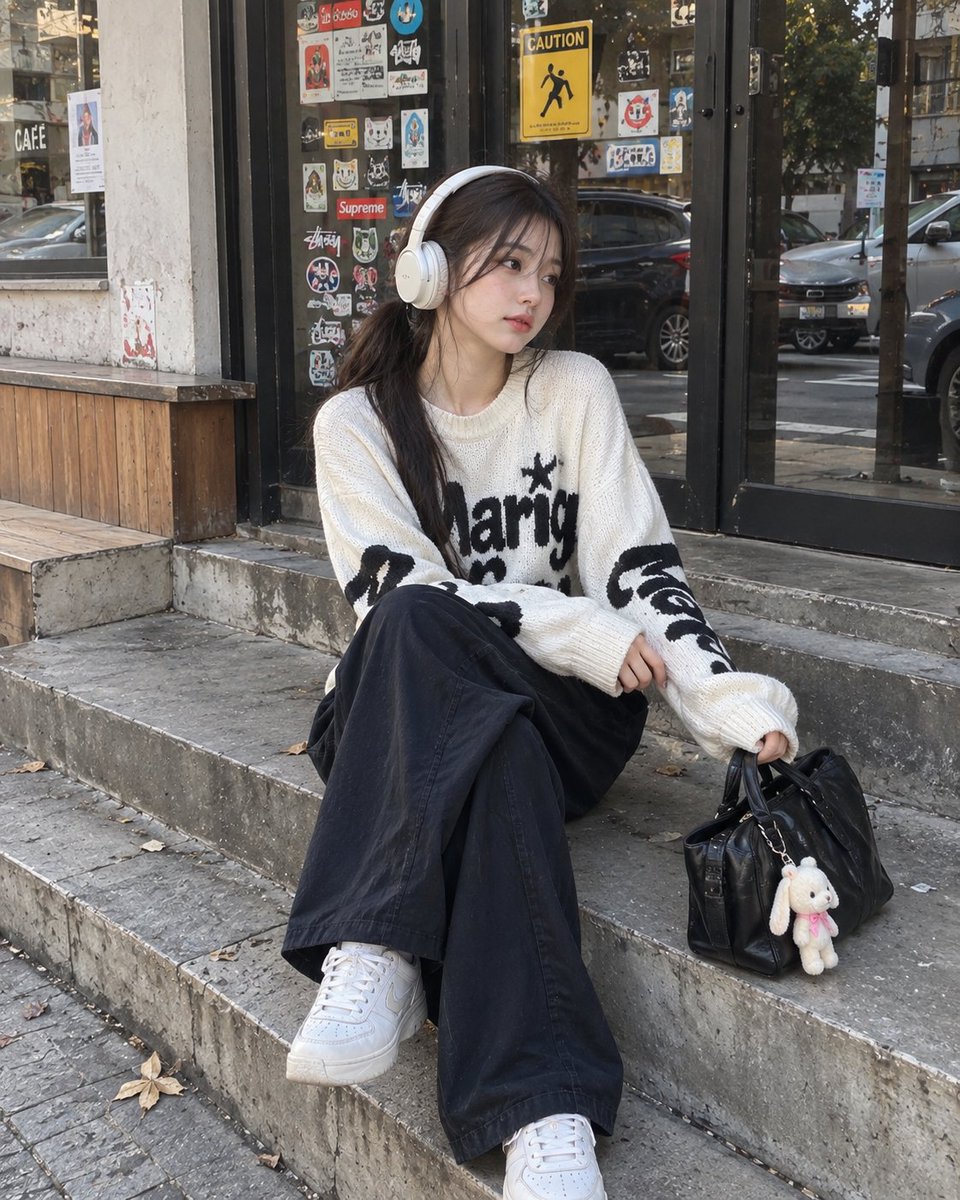 Social Media Post - Street Style Portrait with Headphones — output 1