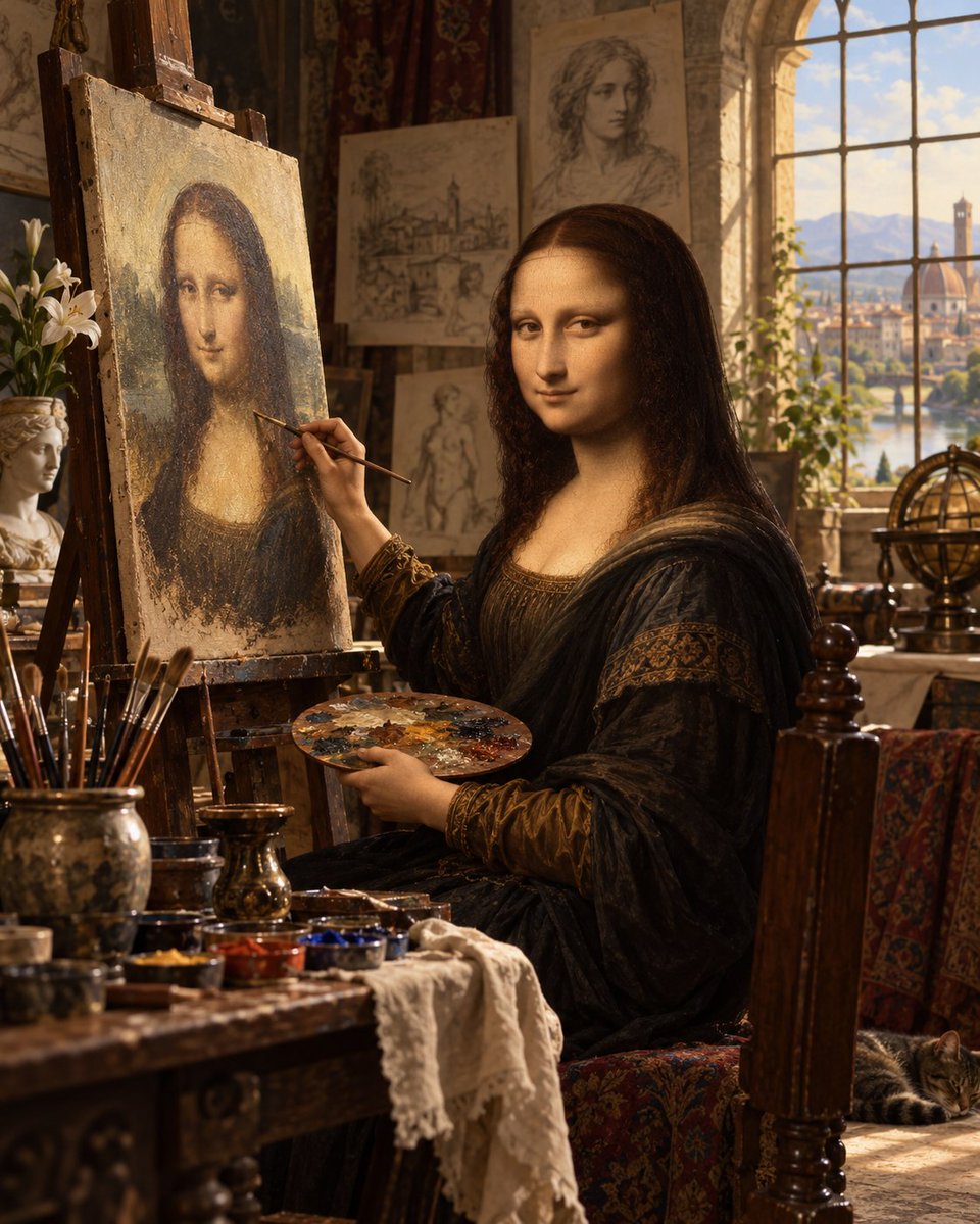 Comic / Storyboard - Mona Lisa Renaissance Studio Scene — output 1