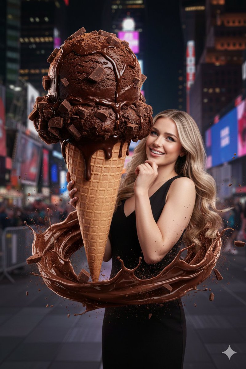 Poster / Flyer - Hyperrealistic Chocolate Ice Cream Commercial Prompt — output 1