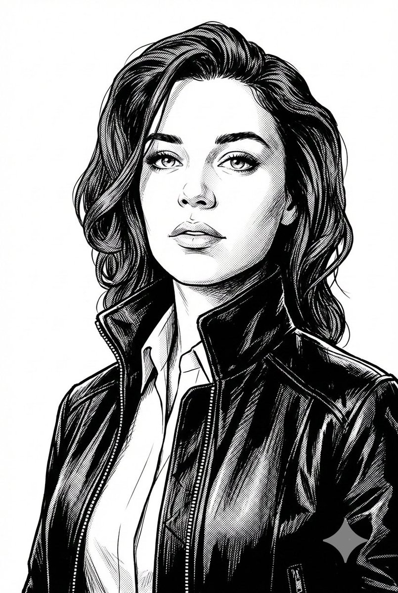Profile / Avatar - Black and White Digital Illustration Portrait — output 1