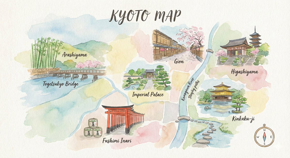 Watercolor Travel Map Illustration Prompt — output 1