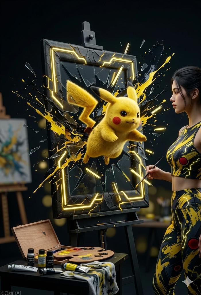 Game Asset - Pikachu Bursting Canvas Art — output 1
